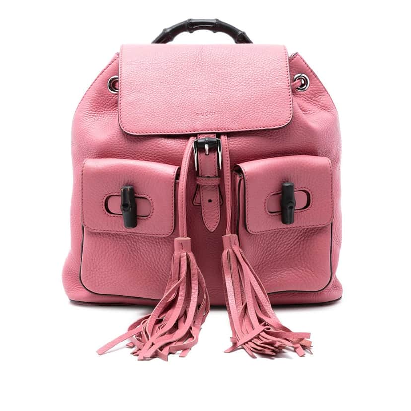 Gucci Leather Bamboo Tassel Backpack Pink Leather Very good condition - Front View