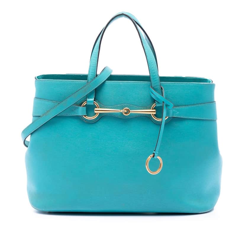 Gucci Leather Bright Bit Satchel Blue Leather Very good condition - Front View