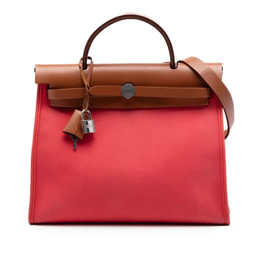 Hermès Toile Herbag Zip 31 Red Very good condition - Front View