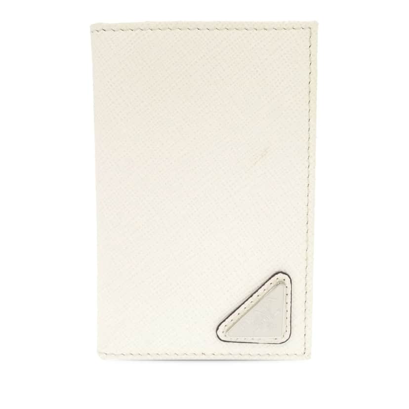 Prada Saffiano Card Holder White Leather Very good condition - Front View