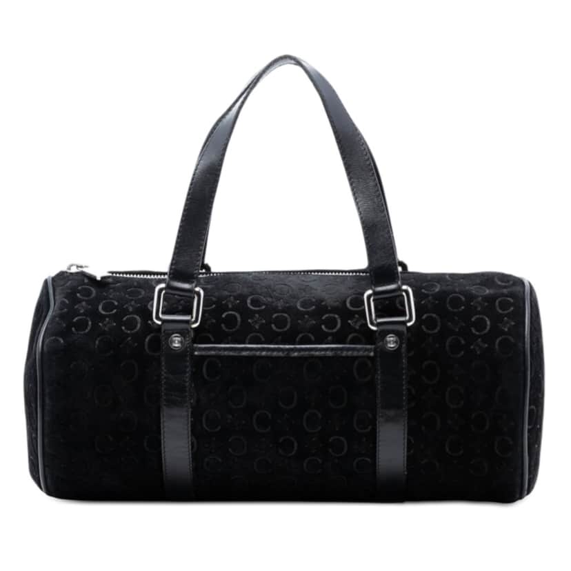 Celine C Macadam Suede Handbag Black Leather Very good condition - Front View