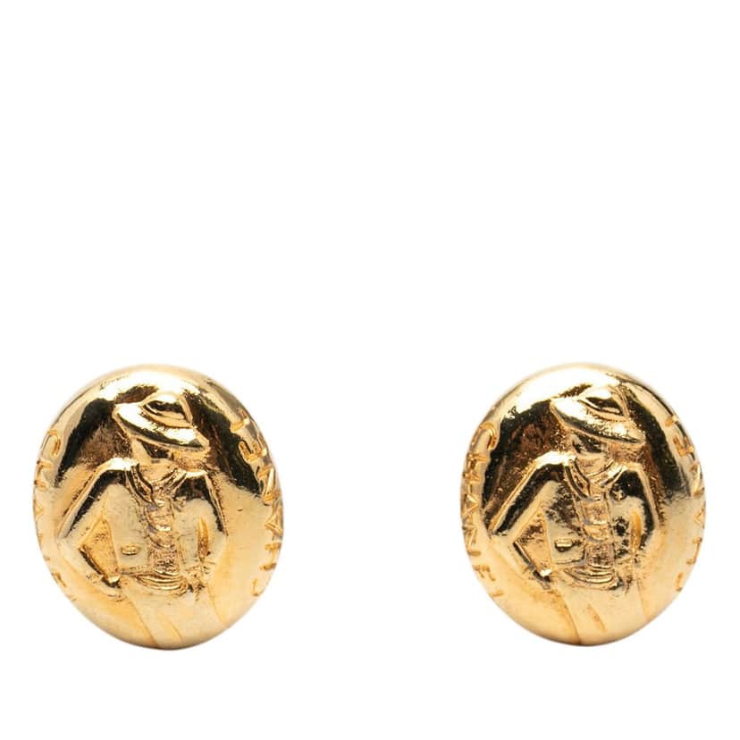 Chanel Gold Plated Mademoiselle Clip On Earrings Gold Metal Very good condition - Front View
