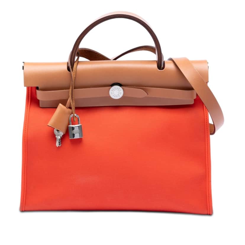 Hermès Toile Herbag Zip 31 Orange Very good condition - Front View