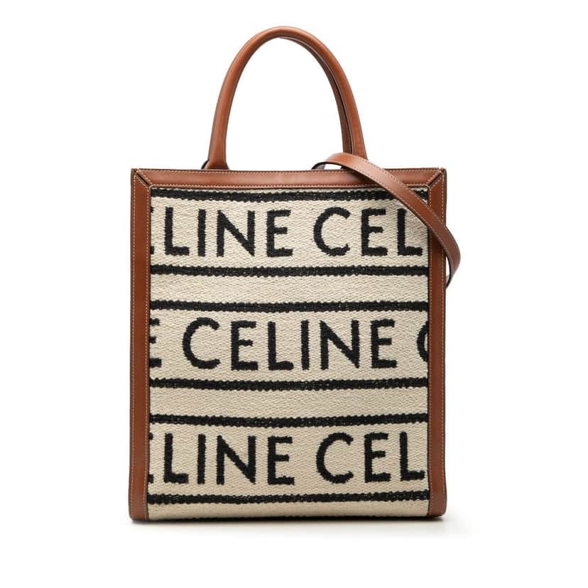 Celine Small Textile All Over Vertical Cabas Tote Brown Very good condition - Front View