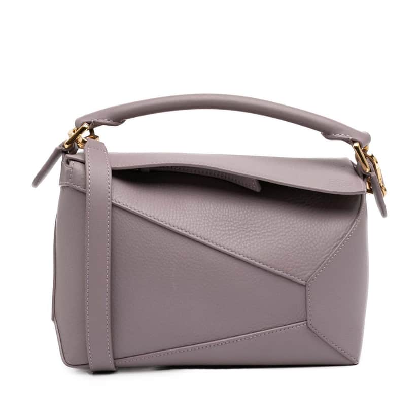 Loewe Small Calfskin Puzzle Edge Satchel Purple Leather Very good condition - Front View