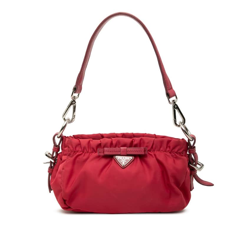 Prada Tessuto Bow Shoulder Bag Red Very good condition - Front View