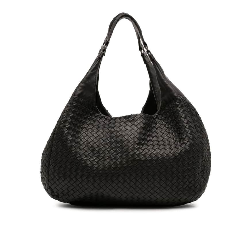 Bottega Veneta Large Nappa Intrecciato Campana Hobo Black Leather Very good condition - Front View
