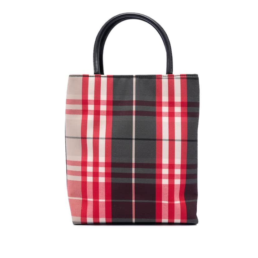 Burberry House Check Canvas Tote Red Very good condition - Front View
