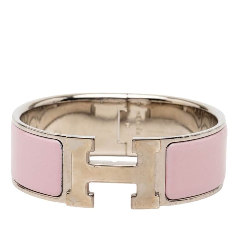 Hermès Wide Enamel Clic Clac H Bracelet GM Pink Very good condition - Front View