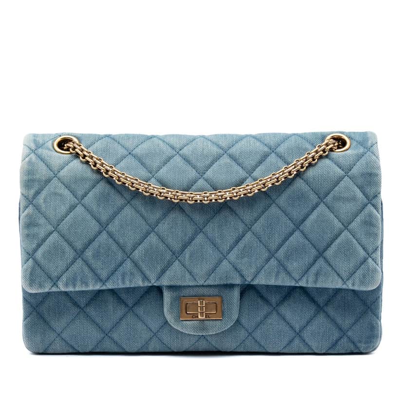 Chanel Quilted Denim Reissue 2.55 Double Flap 226 Blue Very good condition - Front View
