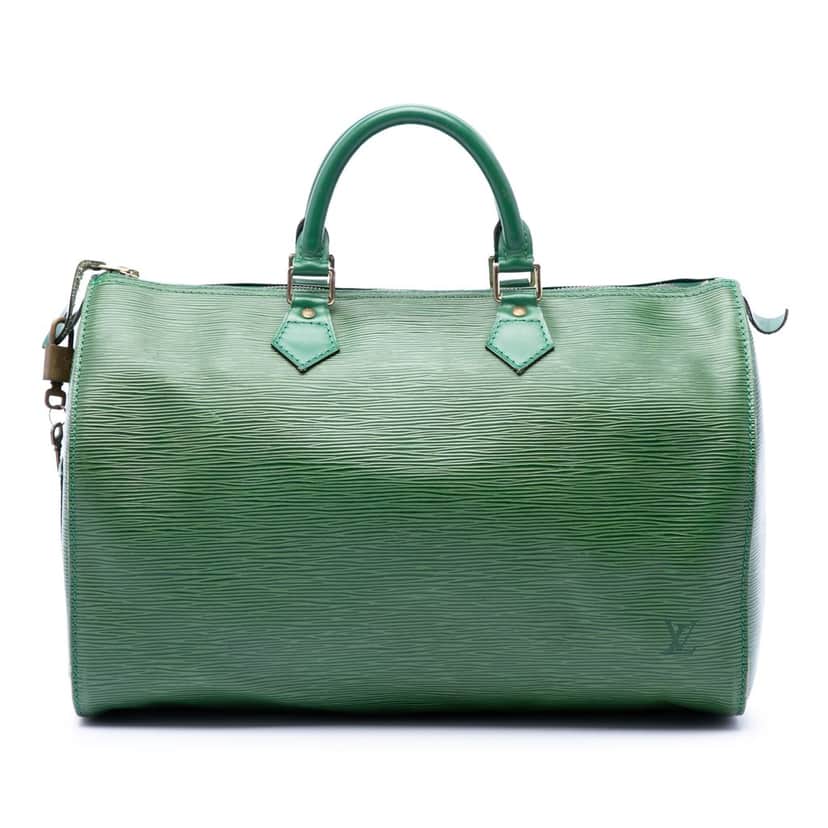 Louis Vuitton Epi Speedy 35 Green Leather Very good condition - Front View
