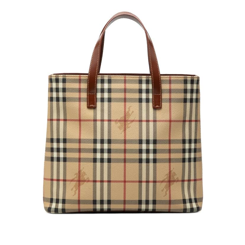 Burberry Haymarket Check Coated Canvas Tote Beige Very good condition - Front View