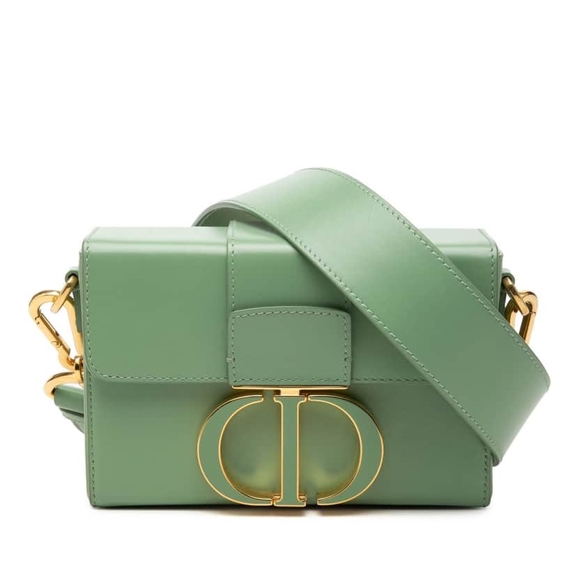 Dior Micro Smooth Calfskin 30 Montaigne Flap Green Leather Very good condition - Front View