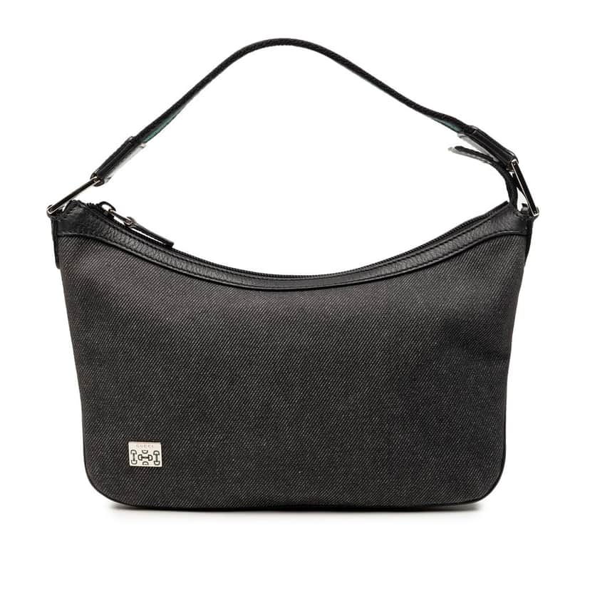 Gucci Denim Web Shoulder Bag Black Very good condition - Front View