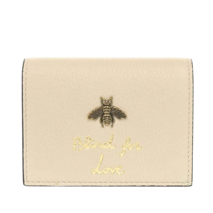 Gucci Calfskin Blind for Love Compact Wallet White Leather Very good condition - Front View