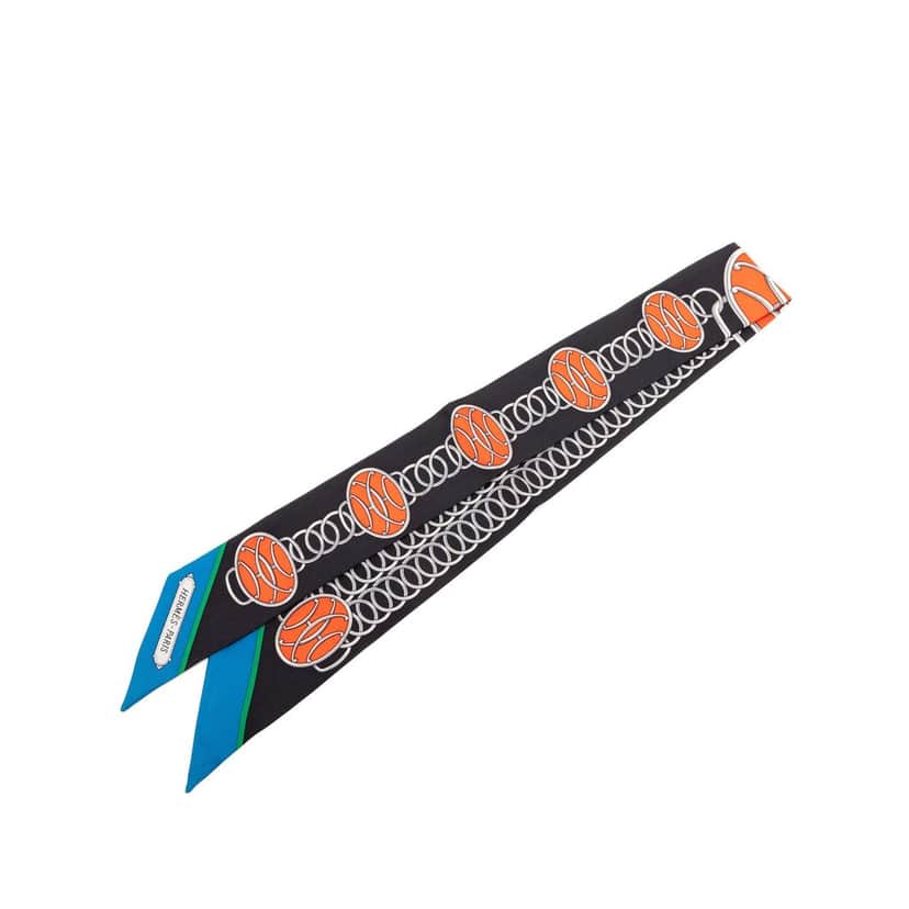 Hermès Lift Profile Silk Twilly Scarf Black Very good condition - Front View