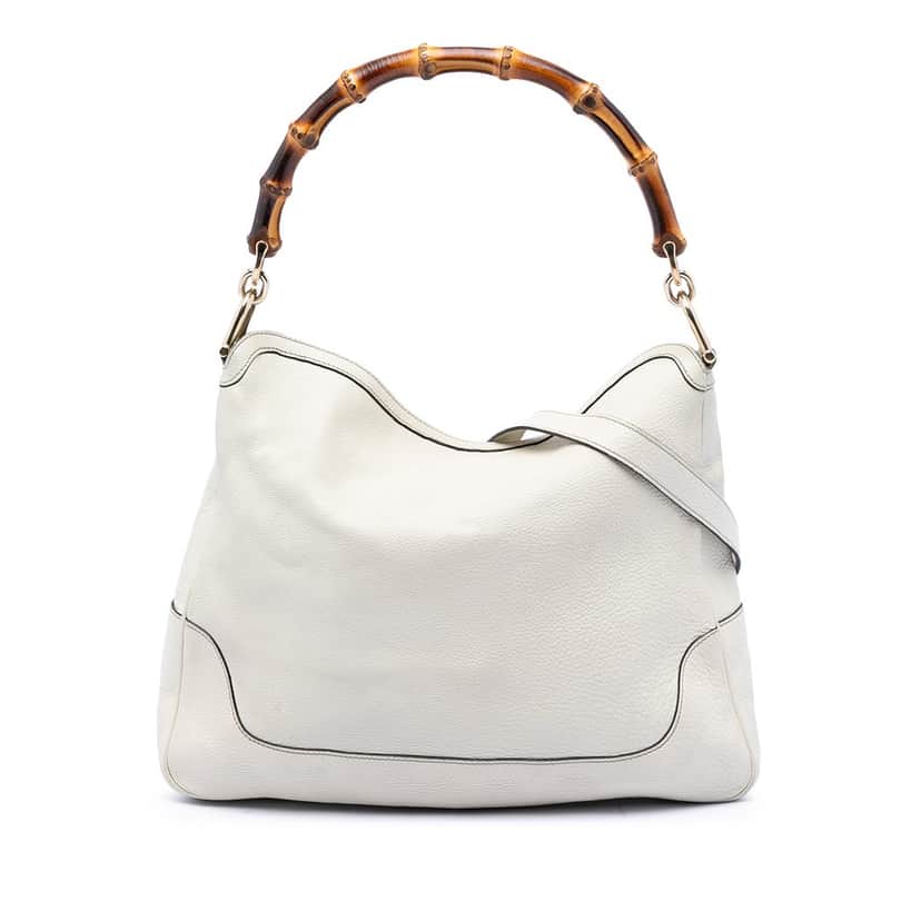 Gucci Calfskin Bamboo Diana Satchel White Leather Very good condition - Front View