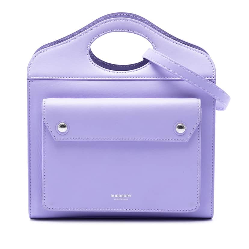 Burberry Mini Leather Pocket Tote Purple Leather Very good condition - Front View