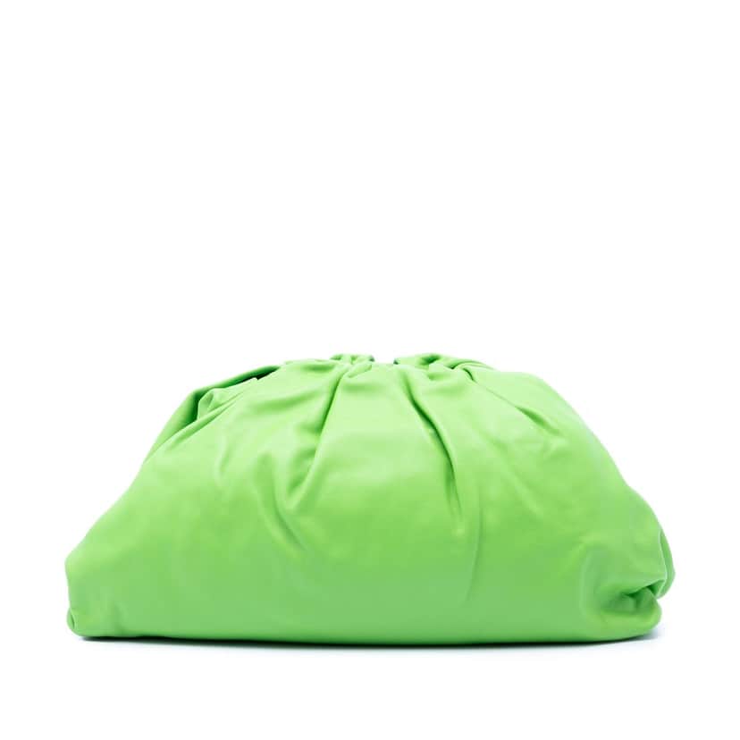 Bottega Veneta Lambskin The Pouch Green Leather Very good condition - Front View
