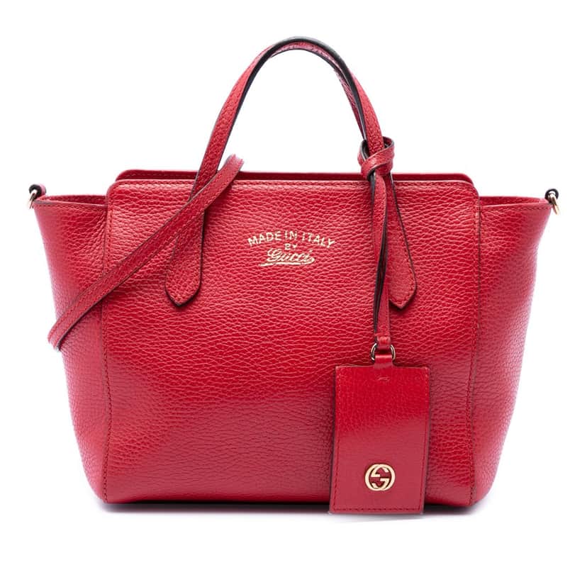 Gucci Mini Calfskin Swing Satchel Red Leather Very good condition - Front View