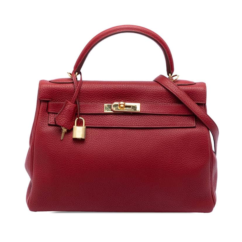 Hermès Clemence Kelly II Retourne 32 Red Leather Very good condition - Front View