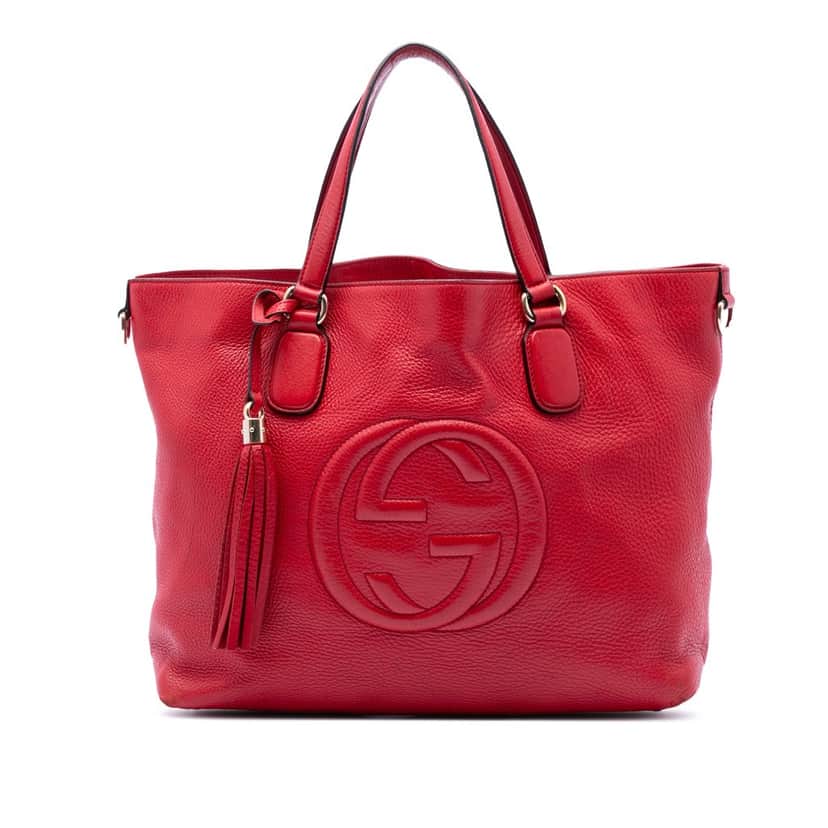Gucci Large Leather Soho Working Tote Red Leather Very good condition - Front View