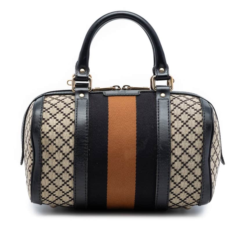 Gucci Small Diamante Canvas Web Joy Boston Bag Beige Very good condition - Front View