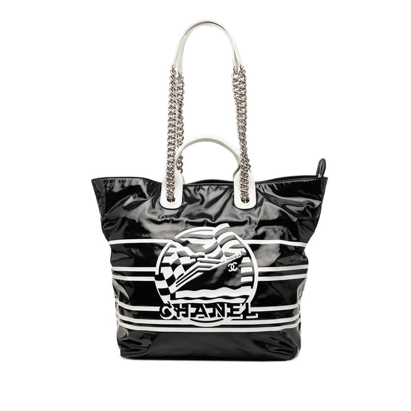 Chanel Coated Canvas La Pausa Bay Shopping Satchel Black Very good condition - Front View
