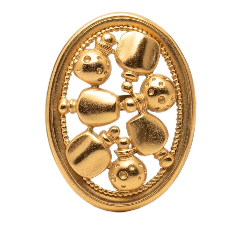 Dior Gold Plated Perfume Bottle Brooch Gold Metal Very good condition - Front View