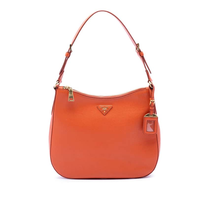 Prada Saffiano Lux Shoulder Bag Orange Leather Very good condition - Front View
