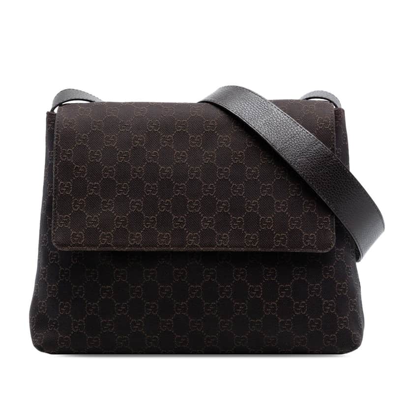 Gucci GG Denim Messenger Bag Brown Very good condition - Front View