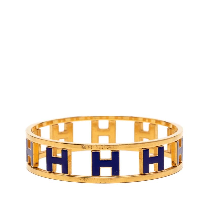 Hermès Gold Plated Enamel Rondo Ash H Bangle Gold Metal Very good condition - Front View