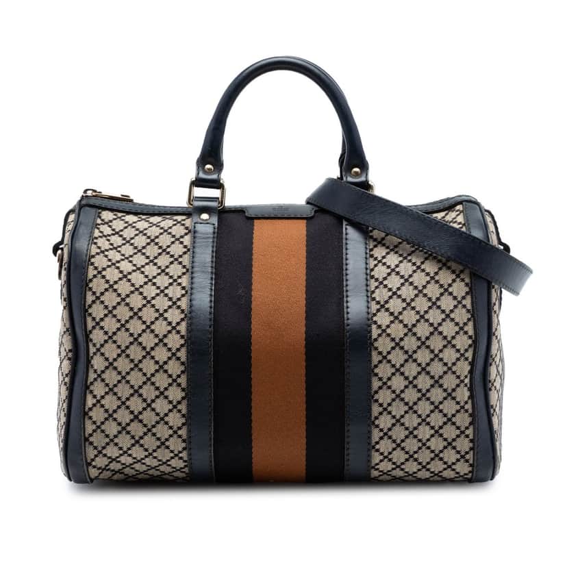 Gucci Medium Diamante Canvas Web Joy Boston Bag Beige Very good condition - Front View