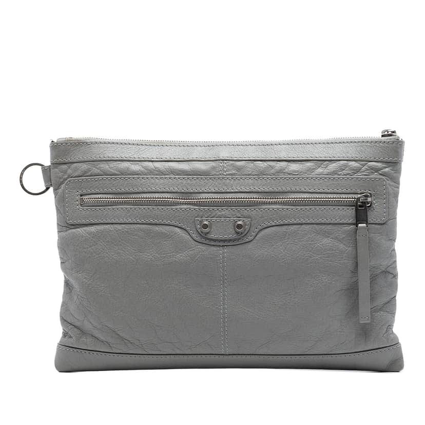 Balenciaga Lambskin Motocross Classic Clip M Clutch Other Leather Very good condition - Front View