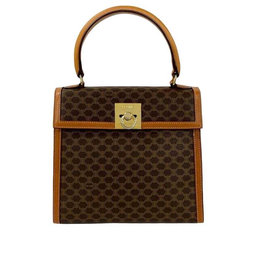 Celine Macadam Coated Canvas Top Handle Bag Brown Very good condition - Front View