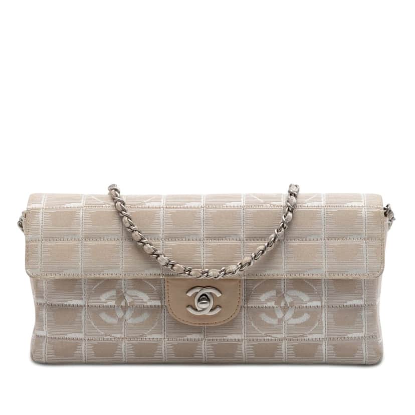Chanel New Travel Line Nylon East West Flap Beige Very good condition - Front View