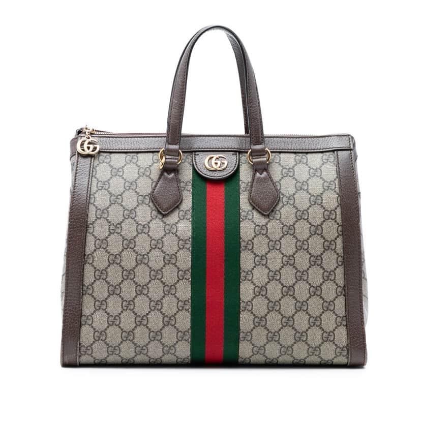 Gucci GG Supreme Ophidia Satchel Beige Very good condition - Front View