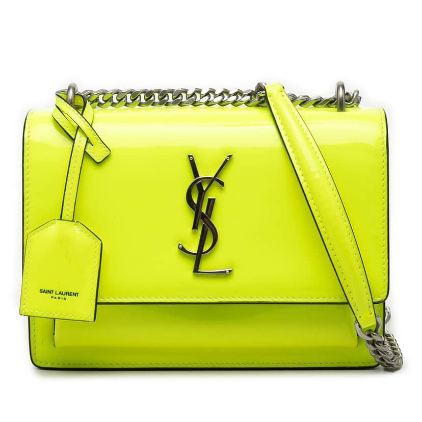 Saint Laurent Small Patent Monogram Sunset Crossbody Yellow Leather Very good condition - Front View