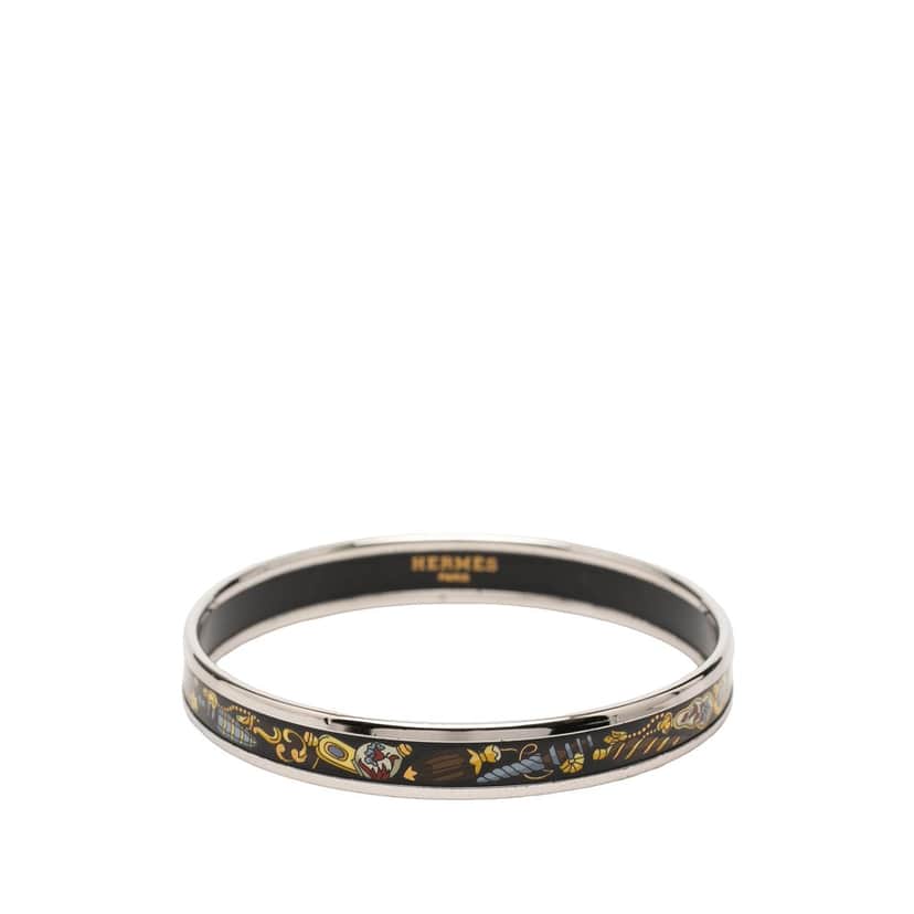 Hermès Narrow Qu Importe Le Flacon Enamel Bangle 62 Black Very good condition - Front View