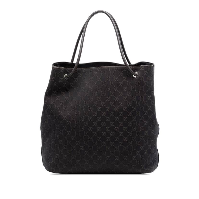 Gucci Large GG Denim Gifford Tote Brown Very good condition - Front View
