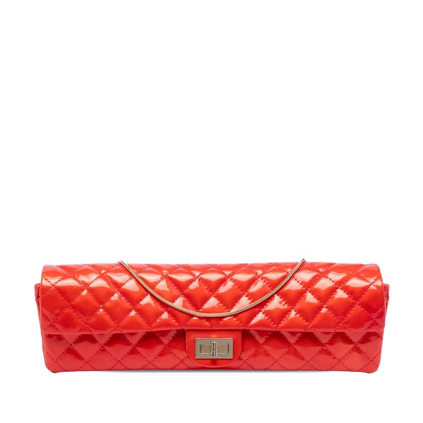 Chanel Quilted Patent Reissue 2.55 East West Single Flap Red Leather Very good condition - Front View