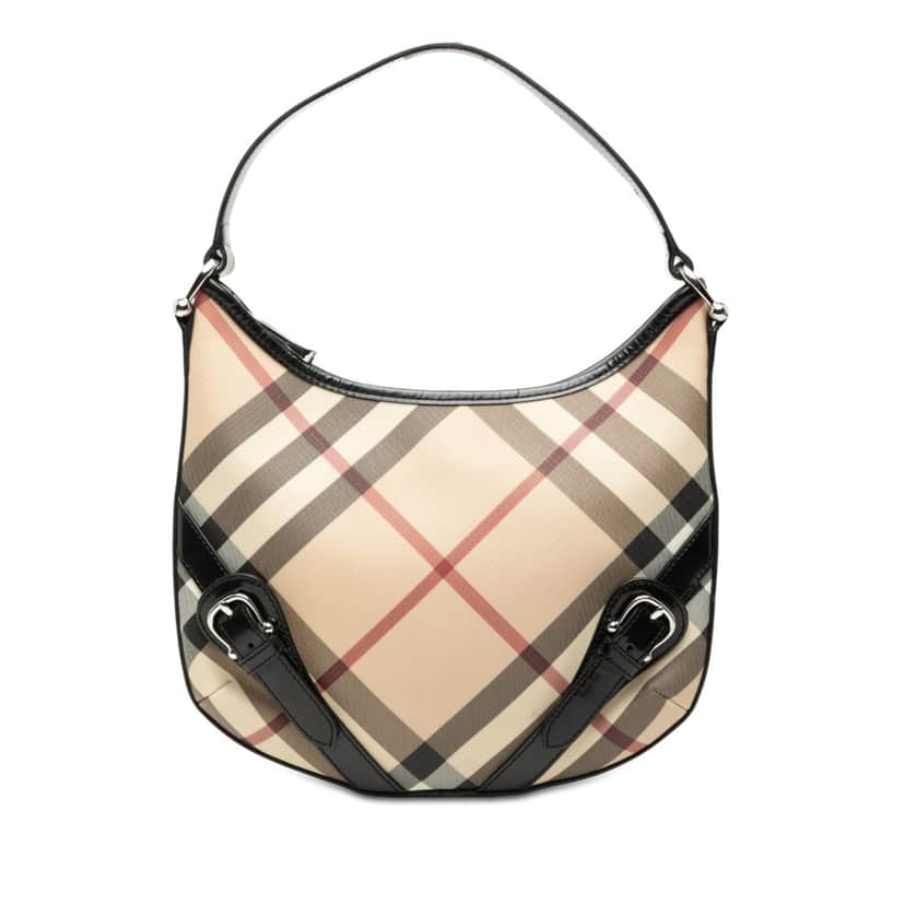 Burberry Supernova Check Coated Canvas Larkin Hobo Beige Very good condition - Front View