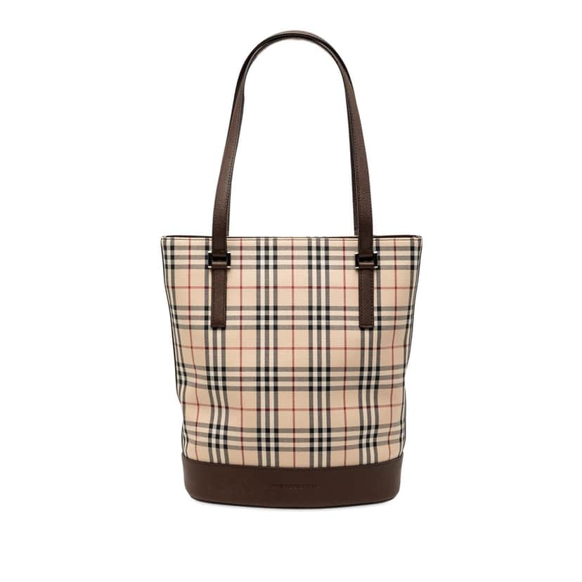 Burberry House Check Canvas Bucket Bag Beige Very good condition - Front View