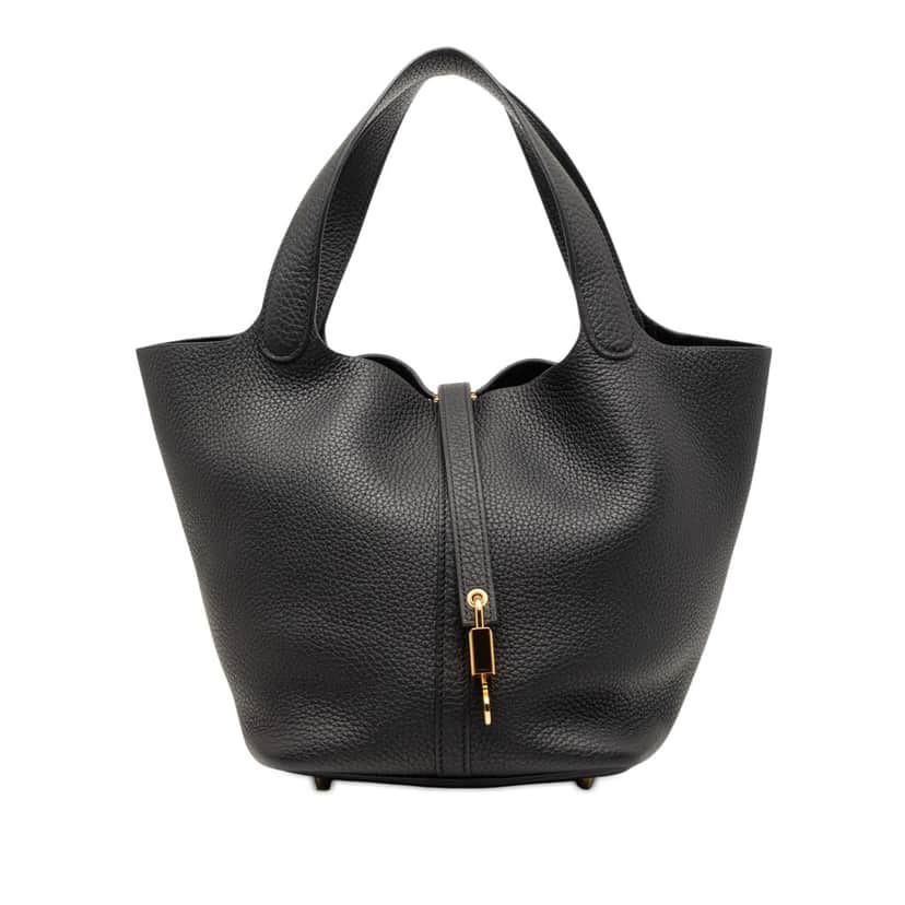 Hermès Clemence Picotin Lock 22 Black Leather Very good condition - Front View