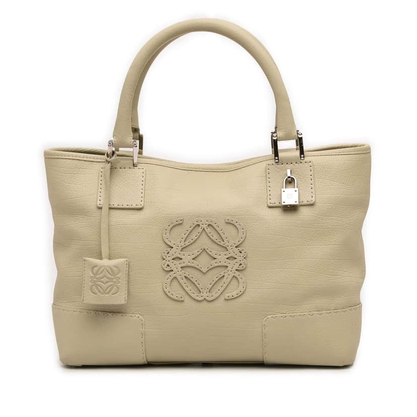 LOEWE Leather Fusta 30 Tote Beige Leather Very good condition - Front View