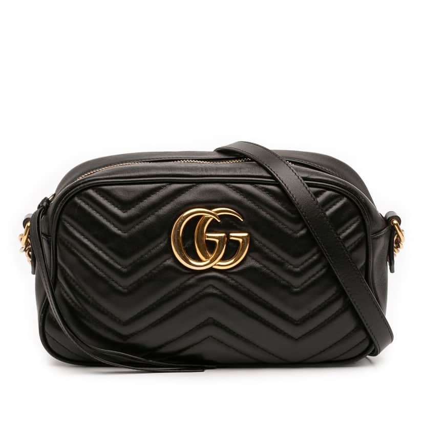 Gucci Small GG Marmont Matelasse Leather Crossbody Black Leather Very good condition - Front View