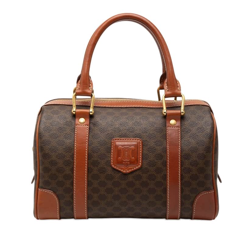 Celine Macadam Coated Canvas Boston Bag Brown Good condition - Front View