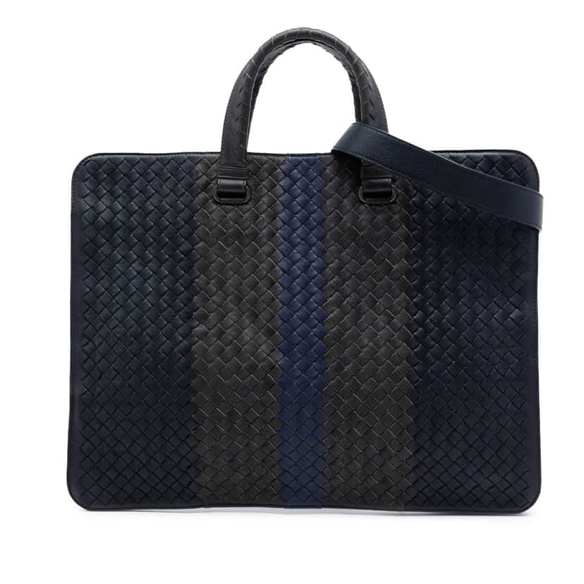Bottega Veneta Nappa Intrecciato Club Fume Briefcase Black Leather Very good condition - Front View