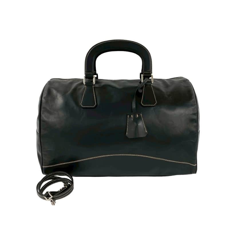 Prada Soft Calf Boston Bag Black Leather Very good condition - Front View