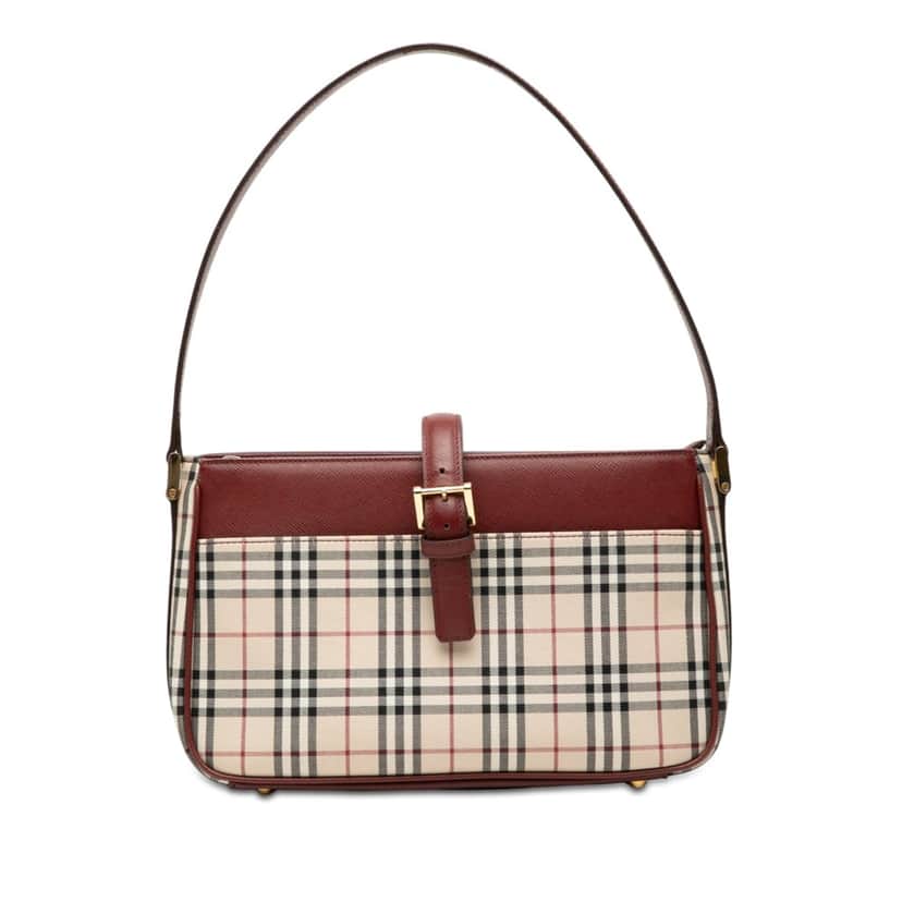 Burberry House Check Canvas Shoulder Bag Beige Very good condition - Front View